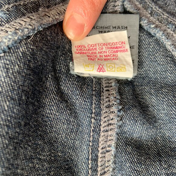 Vintage 90s Silver Jeans Flare Carpenter Denim Blue Overalls Size 5/31 - Picture 14 of 16